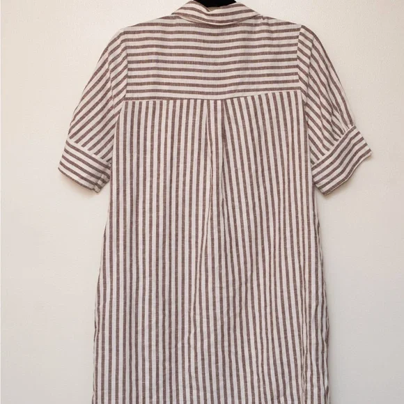 Old Navy Brown and White Striped Shirt Dress - Picture 5 of 5